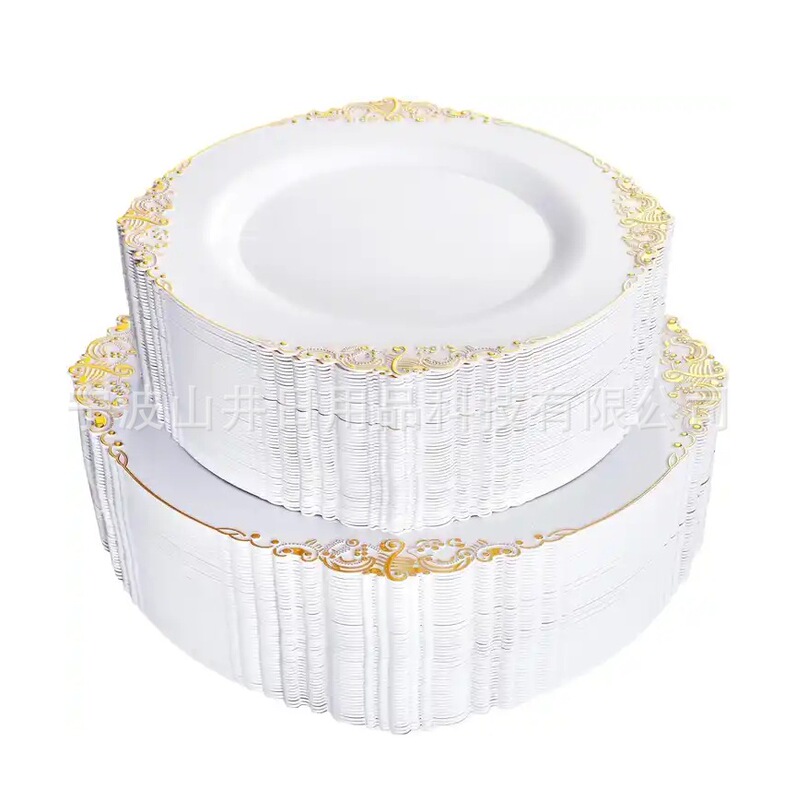 60-piece set white relief plate PS reuse plastic salad relief plate dinner party disc