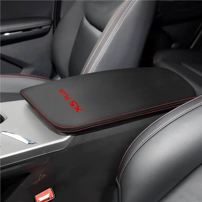 Changan X5 Special Plus Armrest Armrest box pad - 24-25-changan-x5plus-black-leather-with-red-lines-with-x5plus-red-label