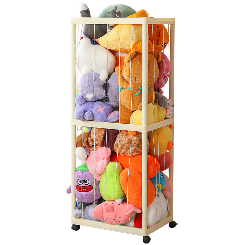 子供用人形収納バケツ弾力ロープ金ぬいぐるみ収納バスケット家庭用寝室玩具人形収納ボックス|undefined