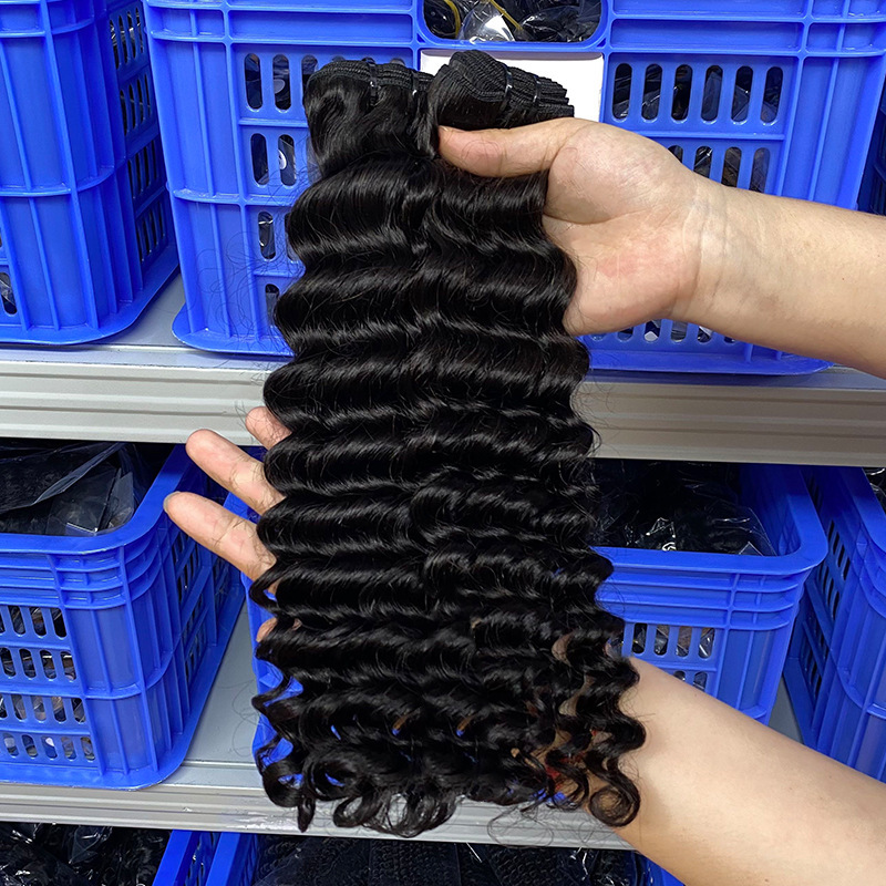 Deep Wave Custom Wig Hair Extensions Wavy Real Human Hair European and American Cross-Border Real Hair Strands