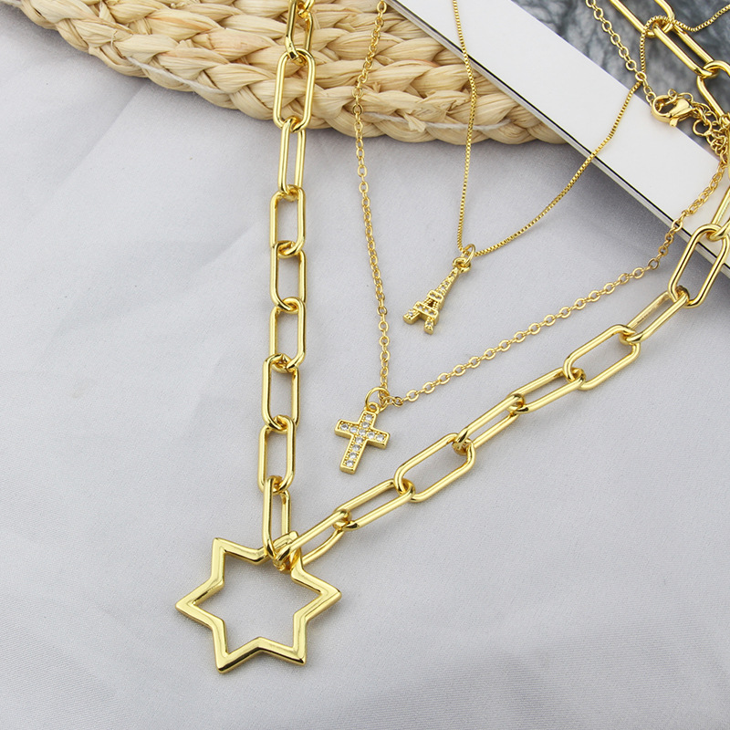 new combination titanium steel necklace diy cross tower tag accessories simple pendantpicture7