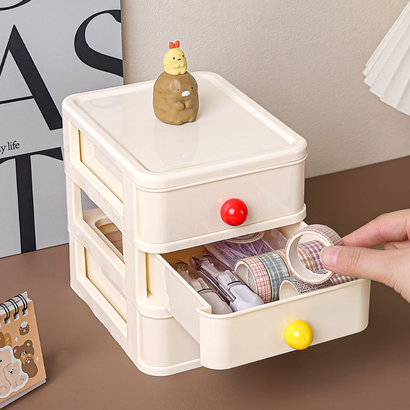 Caja de almacenamiento de escritorio de dopamina, pequeño cajón, escritorio, mini caja de almacenamiento de plástico, joyería para el cabello, caja de acabado