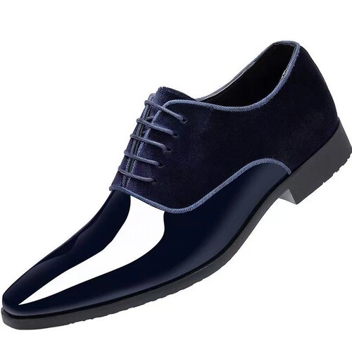 Mens Leather Polished Square Toe Formal Business Shoes for Men Large Size British Style Versatile Shoes for Men Waterproof and Non-Slip