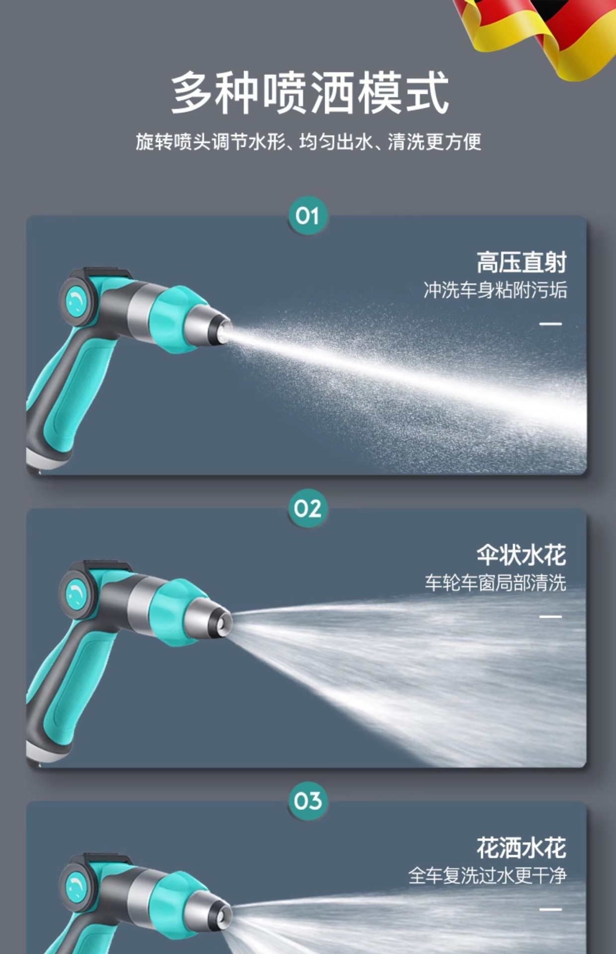 Suitable for High-Pressure Car Wash Water Gun, Household Flower Watering Artifact, Telescopic Water Pipe, Hose, Tap Water Booster, Flushable Water