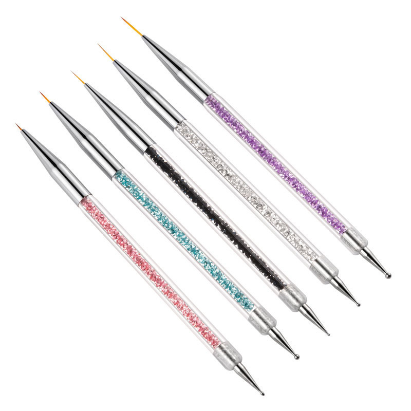 Nail Art Tools Double Head Point Drill Pen 9 Pack Crystal Pen Nail Pull Line Pen Tools suit Wholesale
