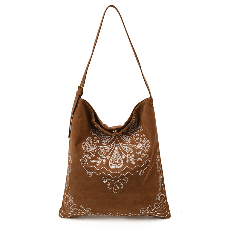 Otoño y invierno mochila de cuero de seda esmerilado bolsas de estilo nacional bordadas bolsas de estilo de mujer gran capacidad relajada sensación de relajación bolsas de hombro