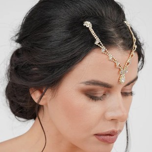 Fashion Elegant Water Drop Pendant Forehead Chain Bridal Jewelry Cross-border High-end Full Diamond Headwear Exquisite Niche All-match