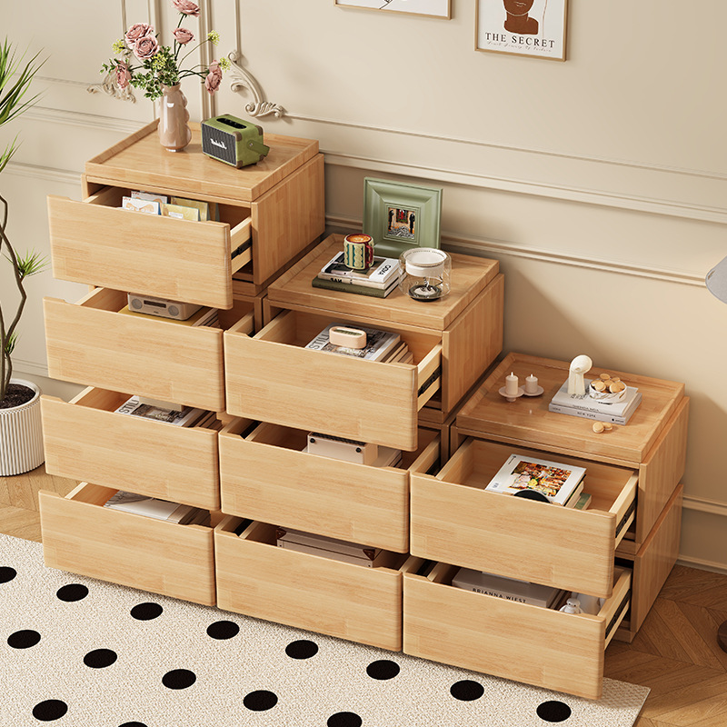 Nuevo armario de caja de bloques de construcción de madera maciza de estilo chino armario de almacenamiento de troncos de dormitorio armario de cajón de almacenamiento de sala de estar armario de almacenamiento apilable