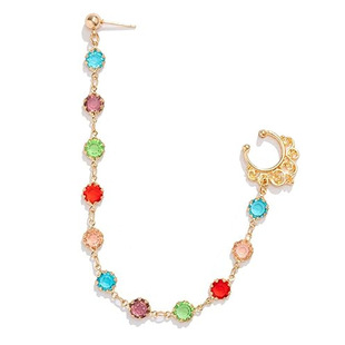 European and American Cross-border Punk Crystal Butterfly Star-shaped Nose Ring Chain Nose Ear Chain Non-piercing Nose Ring Chain Women's Nose