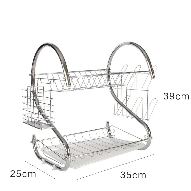 Escurridor de Platos Doble Capa Tipo S de Hierro con Soporte para Cuchillos para Encimera de Cocina image 7