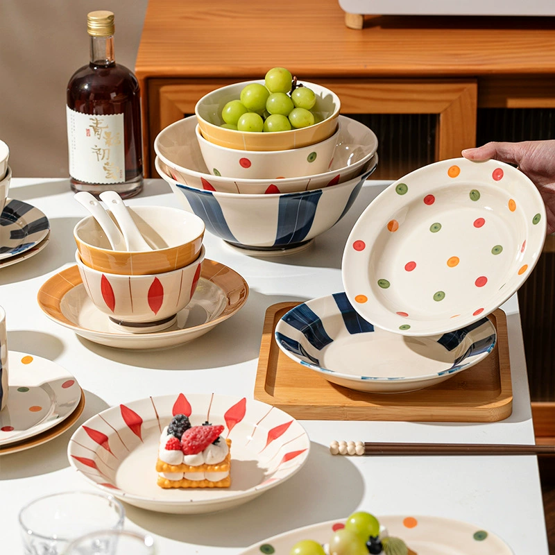 Japanese retro ceramic tableware for home use, set
