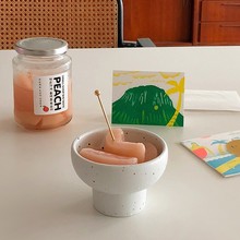 ins韩国创意甜品个性冰淇淋小碗陶瓷泼墨高脚碗雪糕酸奶水果杯
