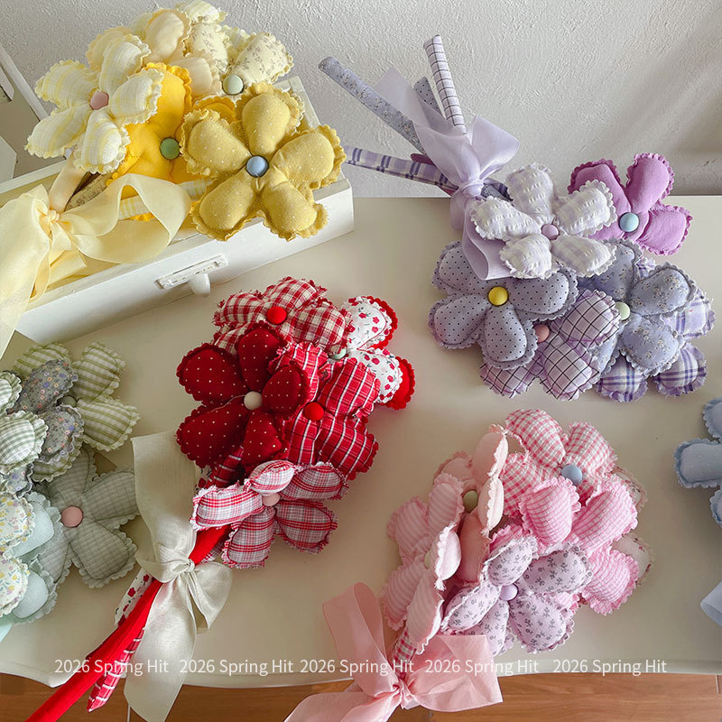 New Korean-Style Sweet Plaid Bouquet Birthday Gift Handmade Ins-Style Fabric Floral Polka Dot Bouquet Photography Prop New Korean-Style Sweet Plaid Bouquet Birthday Gift Handmade Ins-Style Fabric Floral Polka Dot Bouquet Photography Prop