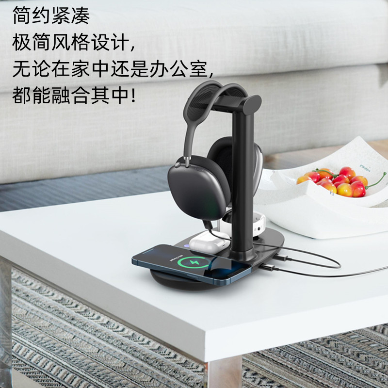 Cargador inalámbrico cuatro en uno, auricular, soporte de carga, teléfono móvil, reloj, auricular, carga inalámbrica tres en uno