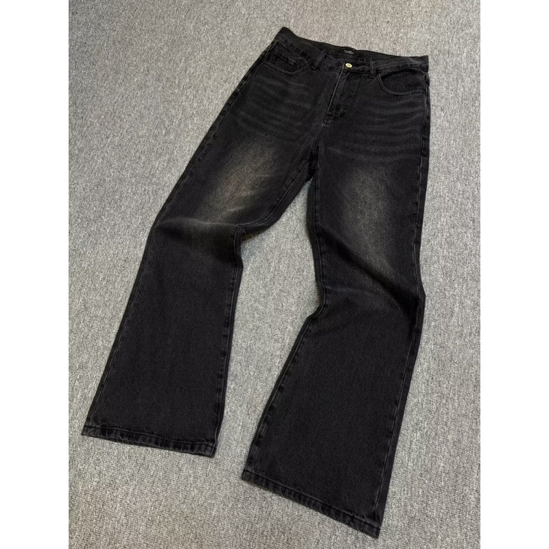Cleanfit Black Jeans for Men Summer Slim Fit Straight Leg Casual Flare Pants mid Waist Softener Fabric American High Street Style for Tall Men_voghion.com