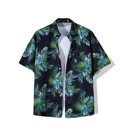 海南岛服沙滩服套装短衬衫男三亚旅游沙滩衬衫短袖碎花夏威夷宽松