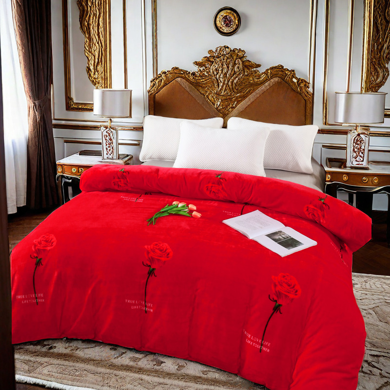 밀크 플리스 퀼트 - 로맨틱 로즈