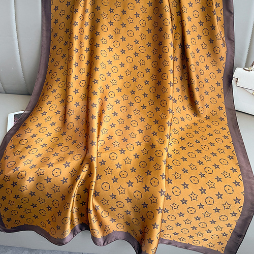 Silk scarf for women in spring and autumn, simulated silk, Korean style fashionable shawl and scarf, summer sun protection beach towel with gauze scarf