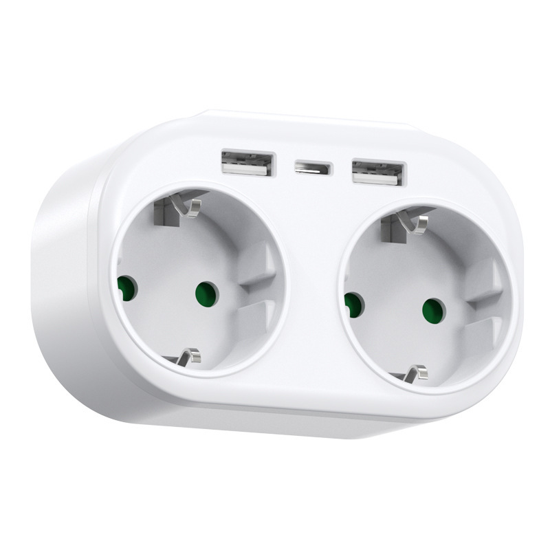 Standard USB Plug Multi-Port Converter Smart One-to-Two European Multi-Function Socket Germany_voghion.com