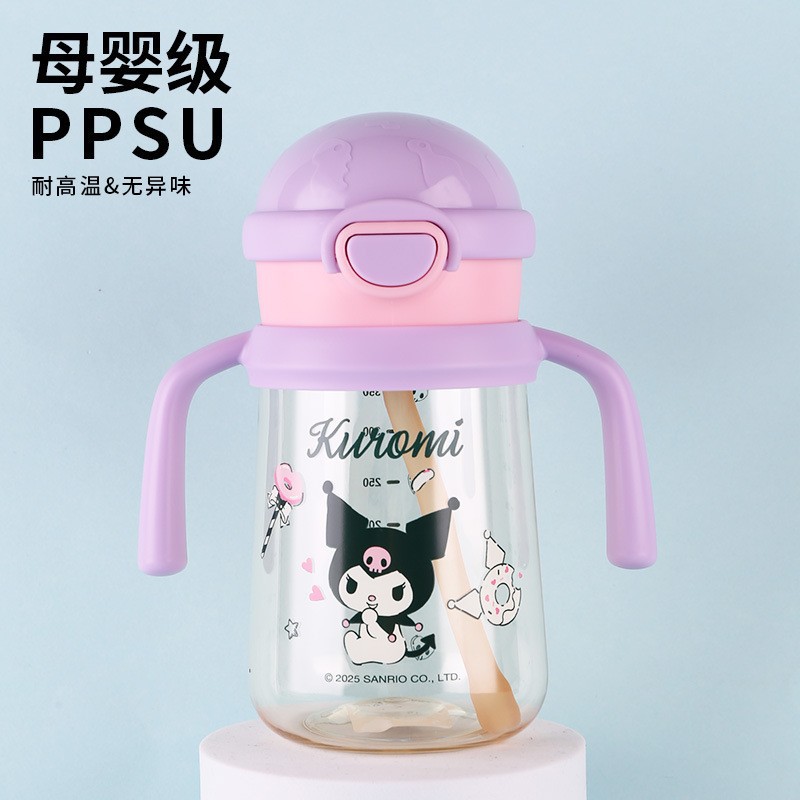 2025 PPSU taza de leche mango pajita taza de agua para niños taza portátil de jardín de infantes para beber leche para aprender a beber taza