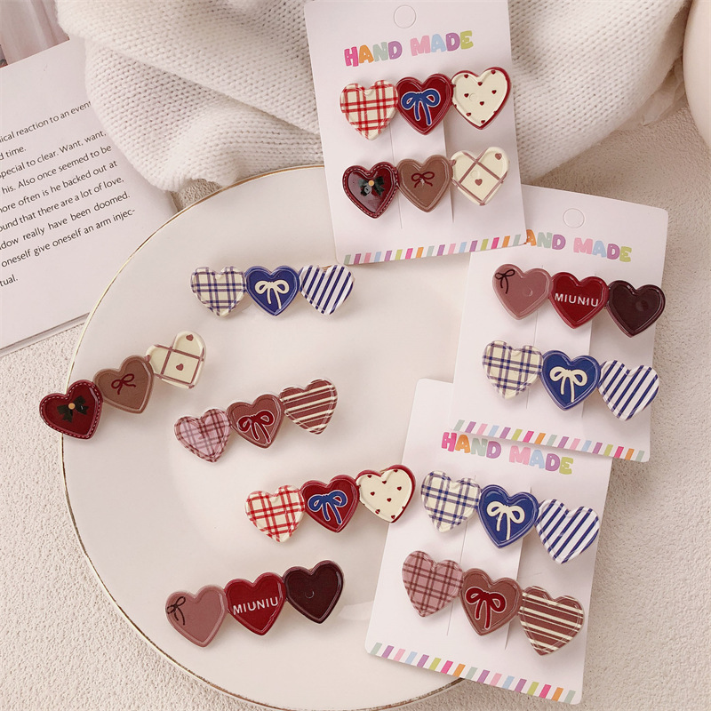 Nuevo amor arco pato boca clip de cabello dulce corazón de la niña libre frente frente frisa lateral clip de cabello roto tocado