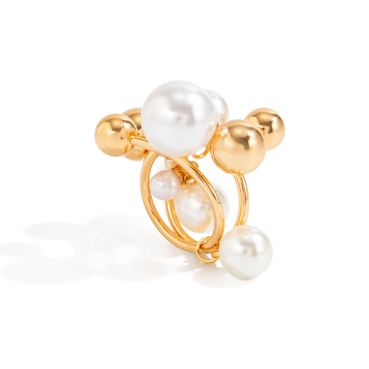 Geometric Pearl Ring Light Luxury Style For Women_voghion.com