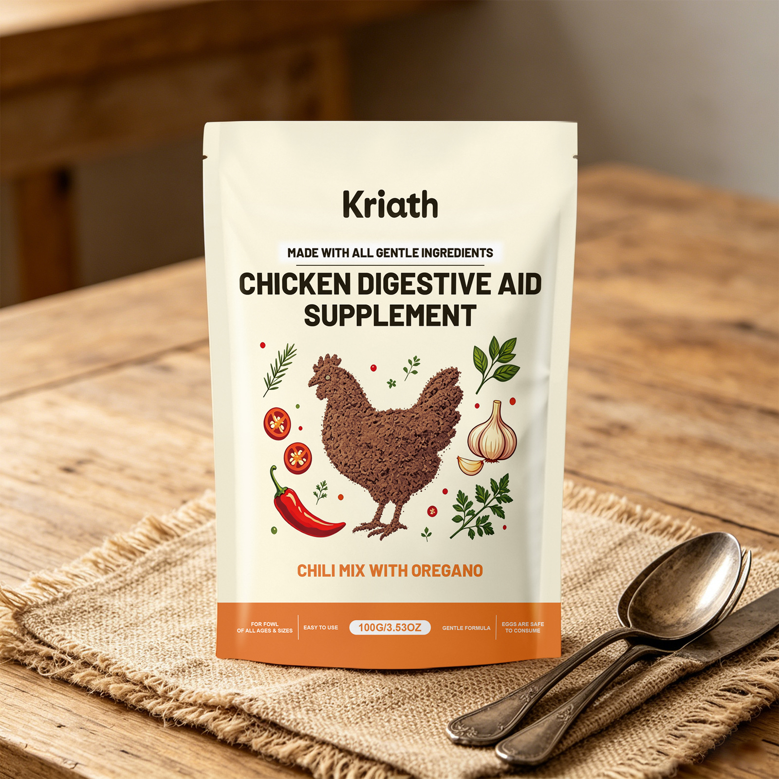 Kriath Chicken Care Supplement Nutritional and Healthy Pet Feed Additive Promotes Eating and Aids Absorption