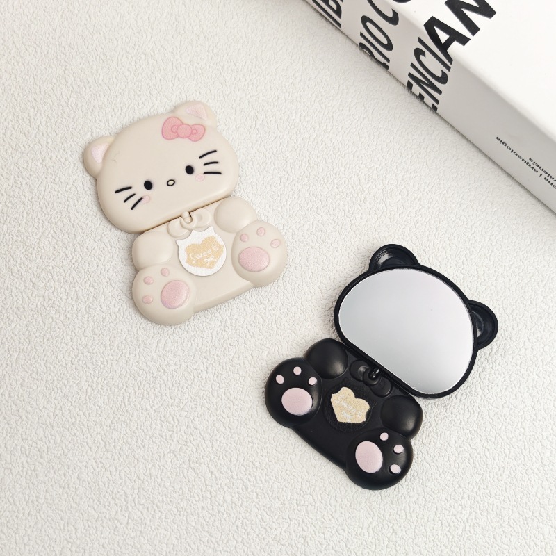 携帯電話ホルダーかわいい 360 度回転クマ漫画 KT 猫ホルダー化粧ミラー携帯電話ケースホルダーが付属しています|undefined