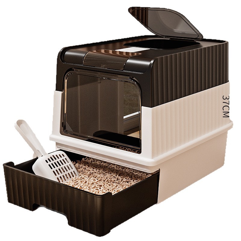 Cajón de arena para gatos super grande totalmente cerrado anti-spillado ultravioleta inodoro para gatos artículos para mascotas de plástico arena para gatos