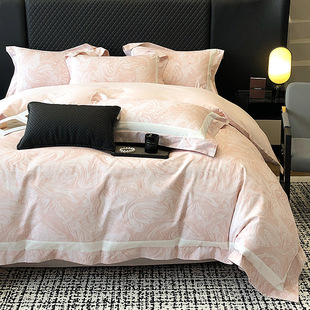 High-end Mother and Infant Grade Class A Cotton Thickened Sanding Four-piece Set Long-staple Cotton Cotton Quilt Cover Bed Sheet for Autumn and Winter