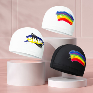 PU swimming cap wholesale coating waterproof comfortable head sunscreen men's and women's large swimming cap factory professional printing