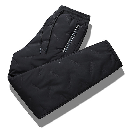 LAZADA Cross-Border Winter Lamb Wool Warm Fleece Casual Pants Men's Fleece Lined and Thick Drawstring Windproof Sweatpants