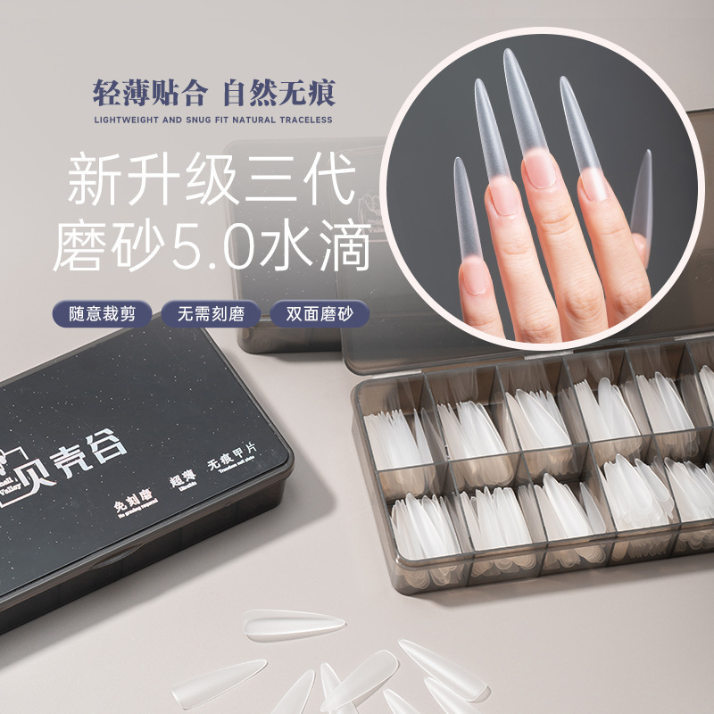 Nail Art Pieces Fine Dog Long Water Drop Shaped Tip Ultra-thin Non-carving and Grinding Non-marking Full Sticking Half Sticking for Nail Art Shop