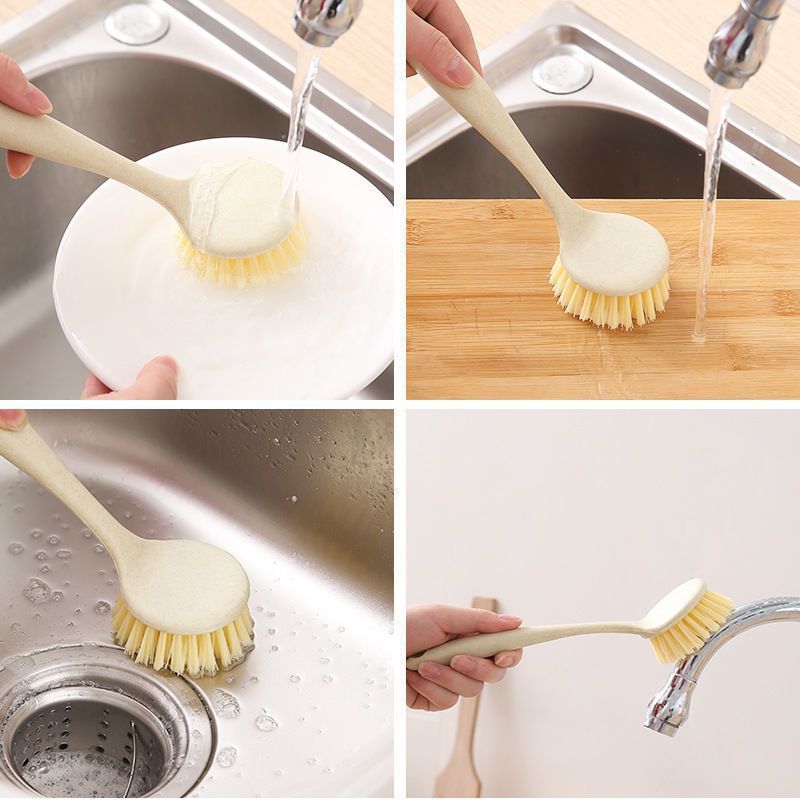 Long Handle Pot Washing Brush Household Small Brush Lazy Brush Pot Artifact Brush Pot Washing Dishes Decontamination Cleaning Pot Brush Kitchen Brush