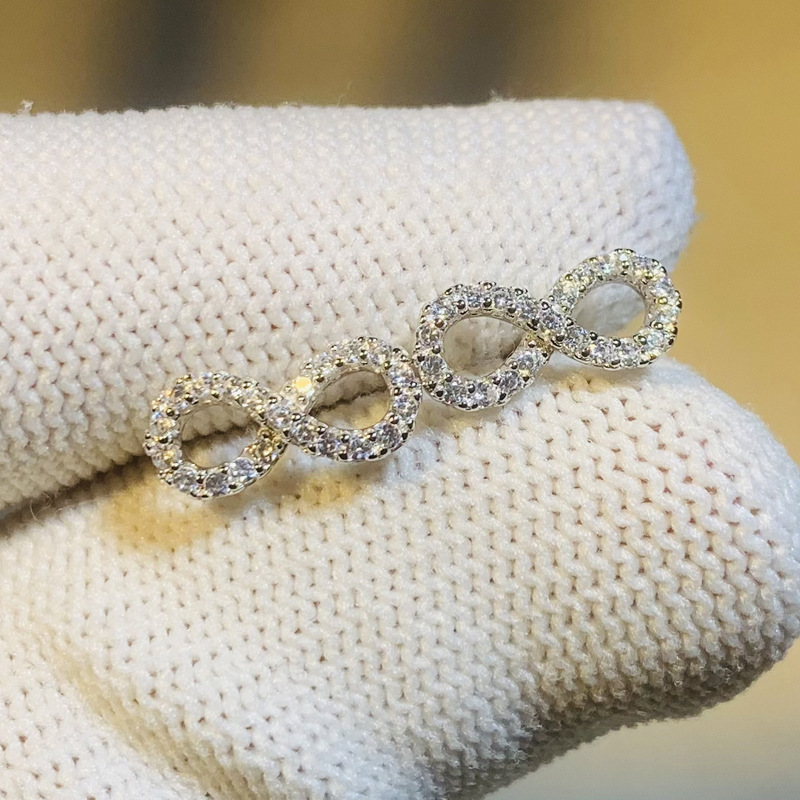 Ear Studs Classification 1 Pair Quantity Holiday, Daily Occasion 1 Pair Cute Infinity Inlay Copper Zircon Ear Studs
