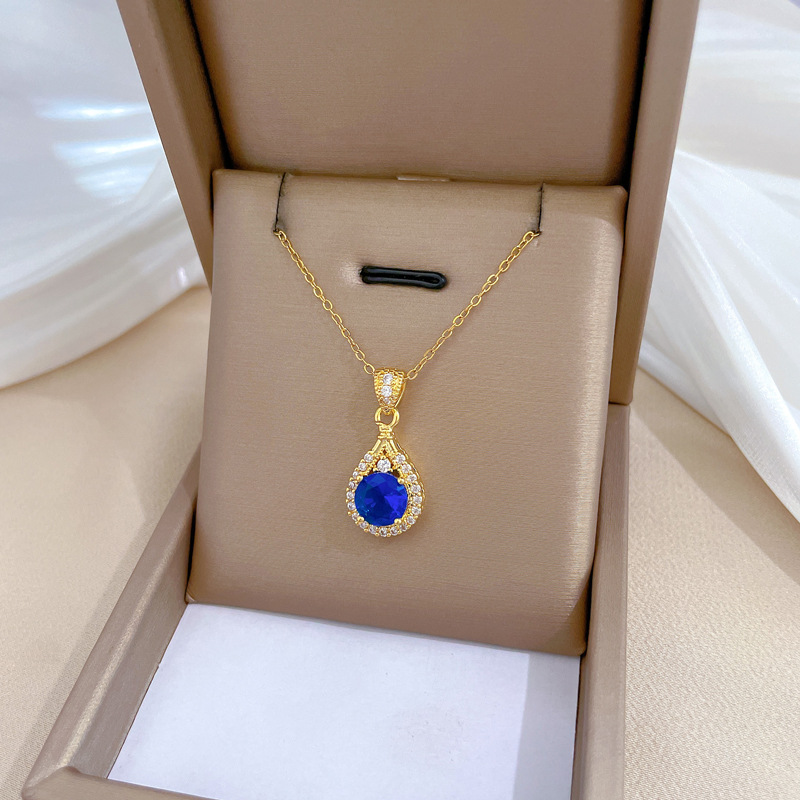 Gorgeous Diamond Teardrop Necklace For Women Versatile Chain_voghion.com