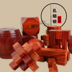 Traditional Redwood Lu Ban Lock, Flower Rosewood Kongming Lock, Brain-Teasing Adult Decoding, Student Intellectual Puzzle, Mortise and Tenon Block Building Toy