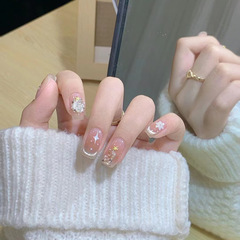 Christmas snowflake French cat eye manicure fake nail pieces finished product 24 pieces cat eye new wear manicure Christmas style