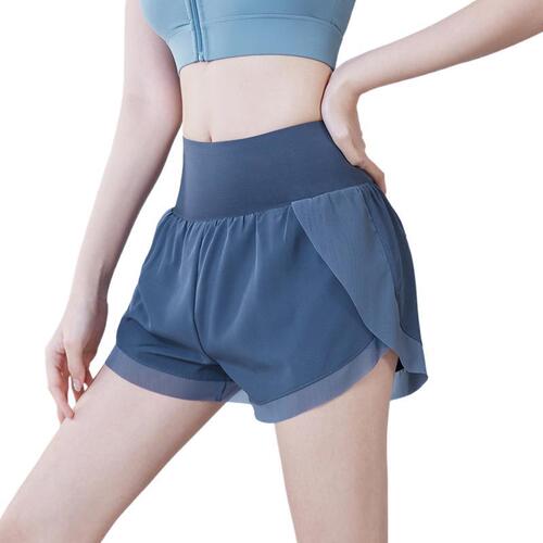 Women's Summer Running Shorts Breathable Thin Loose Fitting Slimming Three-quarter Pants False Two-piece Anti-slip Fitness Yoga