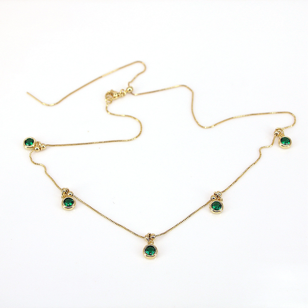 New fashion copper necklace retro round zircon clavicle jewelry 18k gold jewelry