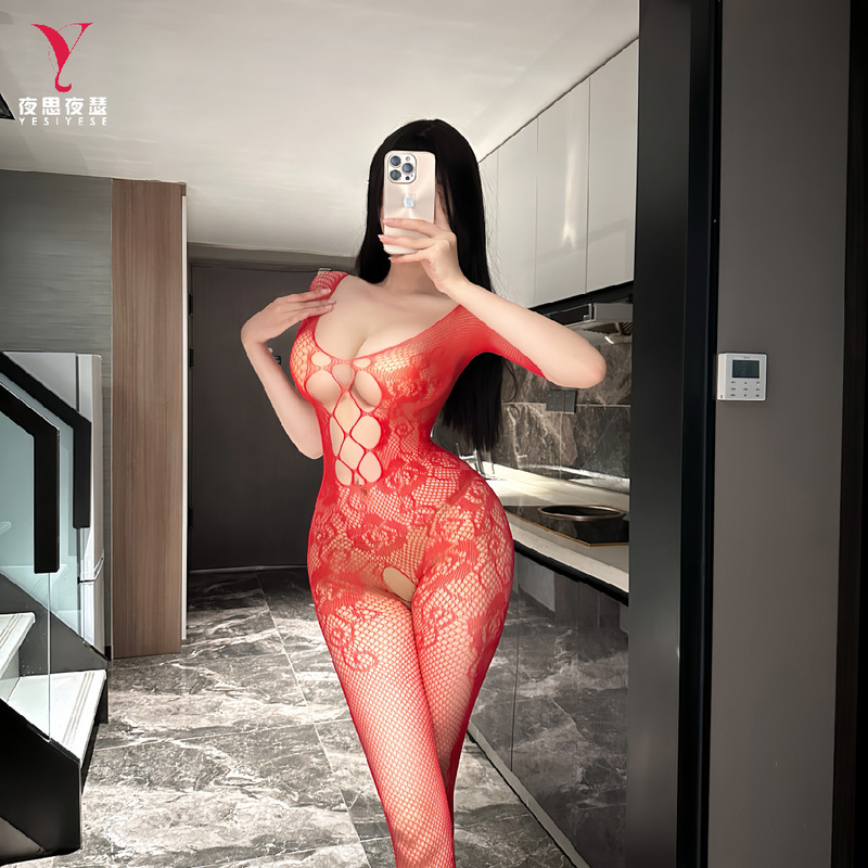 Night Thoughts Night Sexy Mesh Hollow Transparent One-Piece Open Socks Passionate Tearable Three-Point Hot Temptation 020