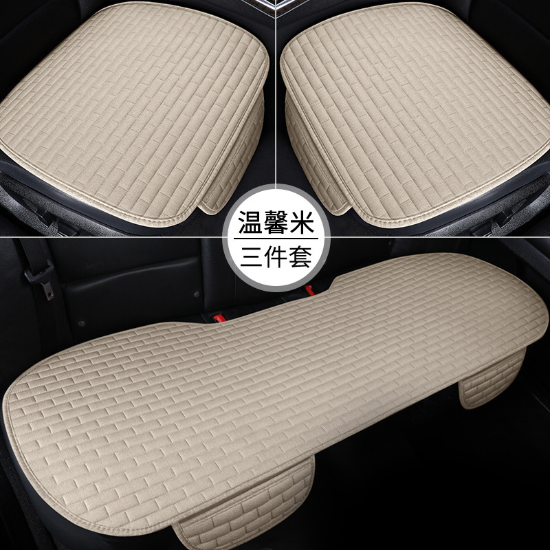 Cojín del asiento de coche conjunto de tres piezas de un solo coche base de respaldo coche conjunto completo cojín del asiento de lino cuatro estaciones cojín al por mayor image 9