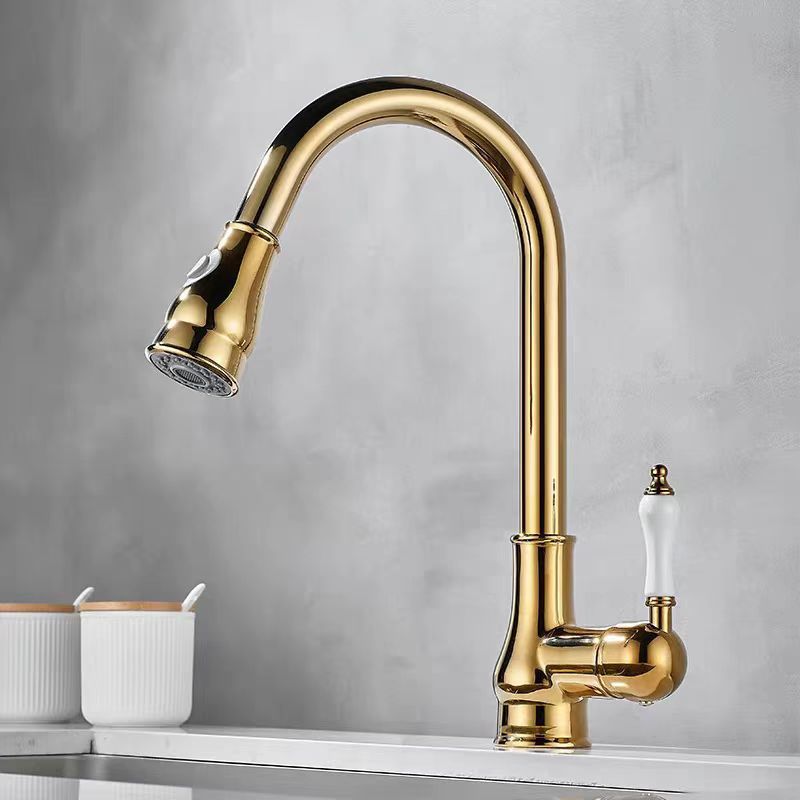 Grifo Extraíble de Cocina Retro de Cobre, Mezclador de Agua Fría y Caliente, para Cocina image 20