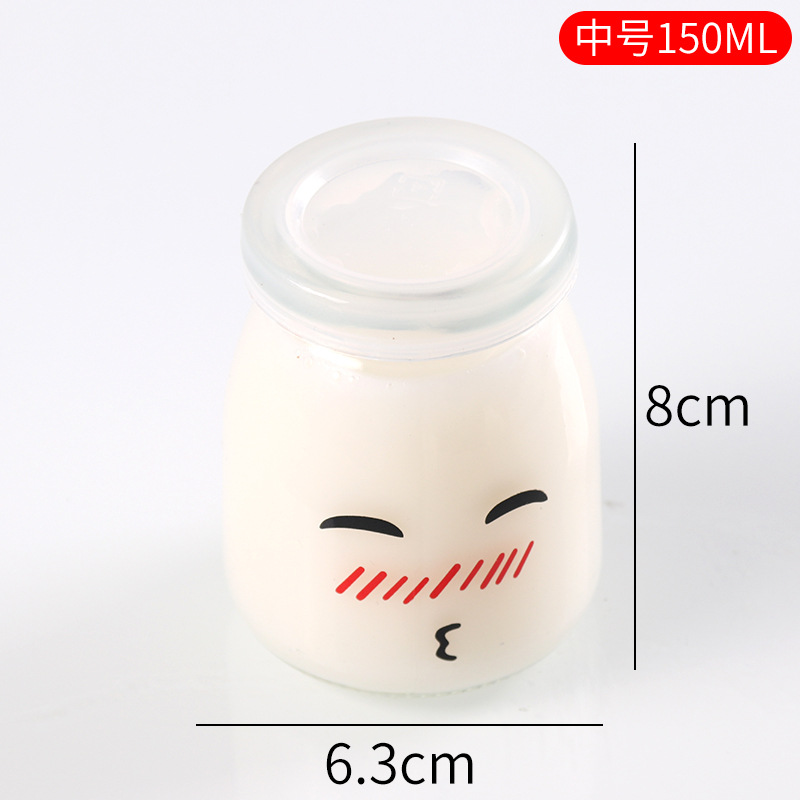 Vaso para pudín con tapa, botella de vidrio para pudín, tarro de miel, gelatina, vaso para mousse de leche de doble capa, vaso para yogur, patrones creativos al por mayor