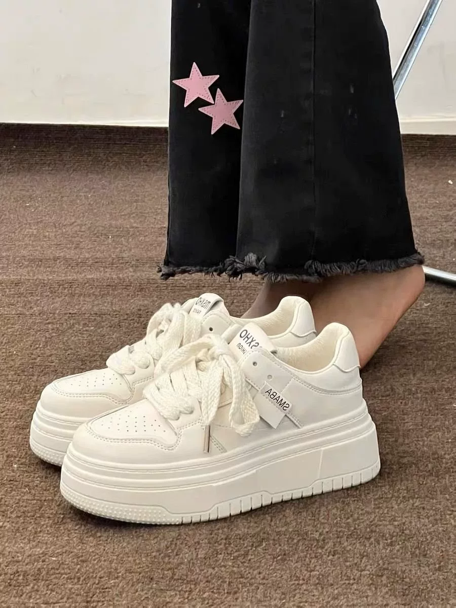 Small design universal white shoes platform, footwear, sneakers