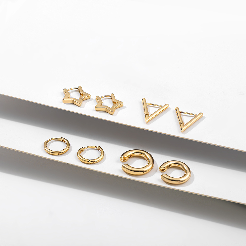 7g Weight Alloy Ear Needle Material Earrings Classification 1 Pair Quantity Casual, Street Occasion Alloy Material Pentagram, Geometric, Heart Shape Pattern All Seasons Season Unisex Gender Polished Finish Plating Design Casual, Commute Style 1 Pair Casual Commute Pentagram Geometric Heart Shape Plating Alloy Earrings 无