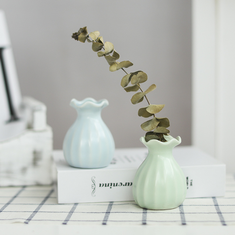 客厅插花创意陶瓷小花瓶组合北欧干花装饰品拍照摄影背景桌面摆件|ms