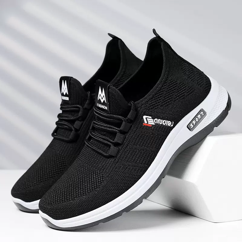 2023运动鞋男秋季休闲鞋百搭男款飞织网面透气跑步鞋单鞋轻便舒适