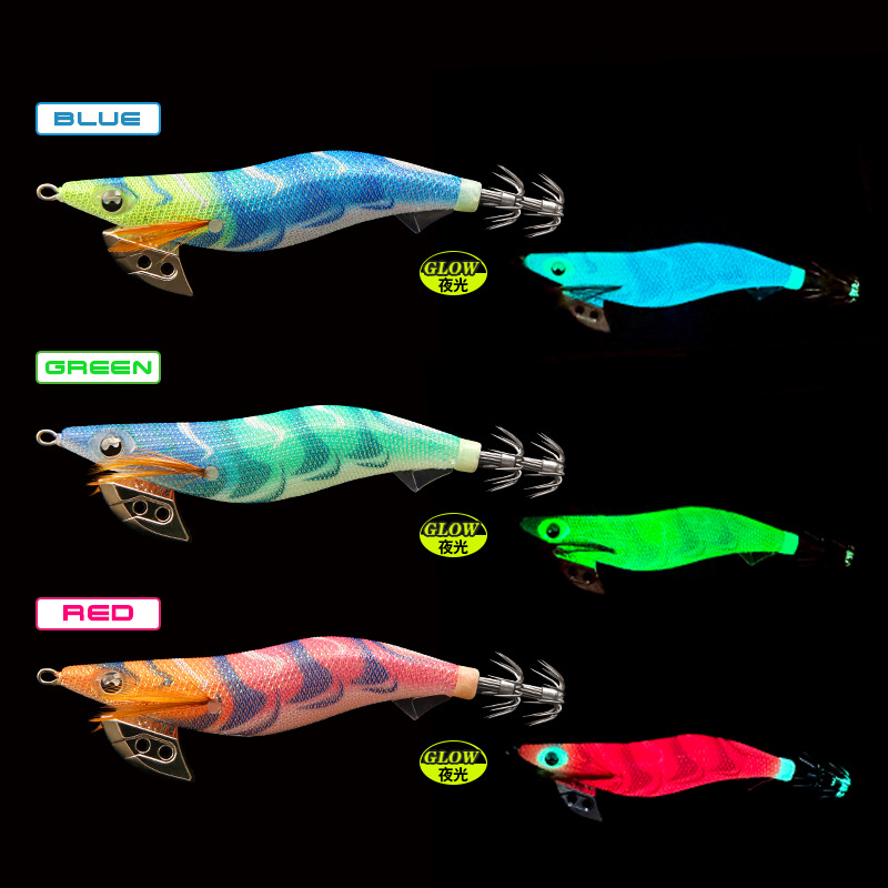 LETOYO Luya neón SERIE DE MADERA Camarón calamar gancho calamar plantilla 2,5/3,0/3,5 #