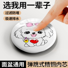 通用弹跳芯陶瓷洗手盆漏水塞卫生间防虫防臭防堵洗手池过滤网